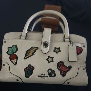 Coach Y2K Mercer Off-White Satchel with Playful Patches. Very Rare EUC
